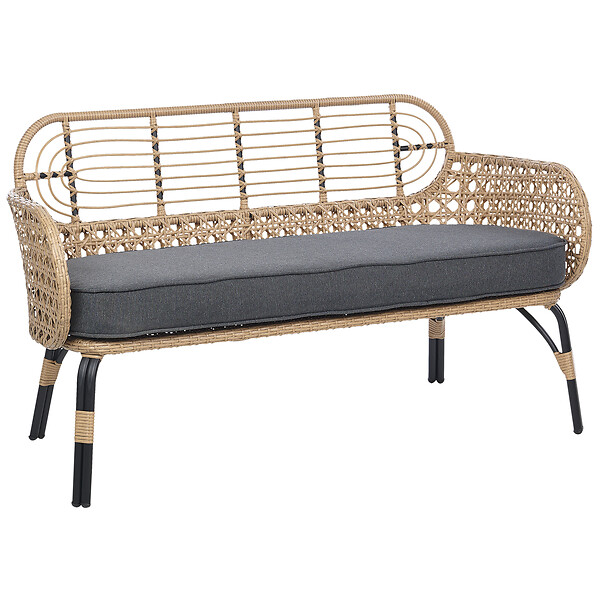 BELIANI - Banc avec coussin d'assise PRATELLO 122 cm Polyrotin Naturel - large