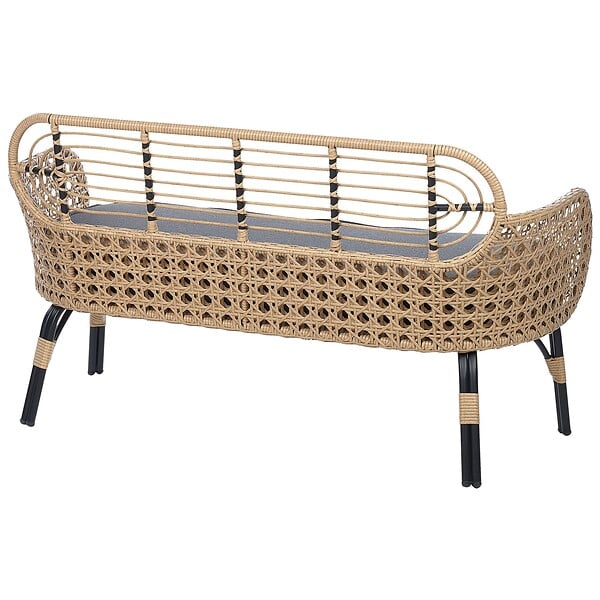 BELIANI - Banc avec coussin d'assise PRATELLO 122 cm Polyrotin Naturel - large
