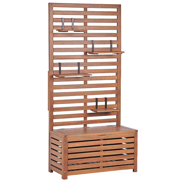 BELIANI - Banc de jardin avec étagère murale MATINO Acacia 170 cm 80 cm Marron - large