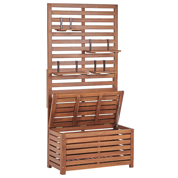 BELIANI - Banc de jardin avec étagère murale MATINO Acacia 170 cm 80 cm Marron - large