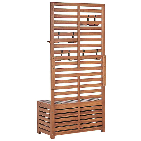 BELIANI - Banc de jardin avec étagère murale MATINO Acacia 170 cm 80 cm Marron - large