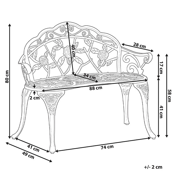 BELIANI - Banc de jardin PIURA 88 cm Métal Marron foncé - large
