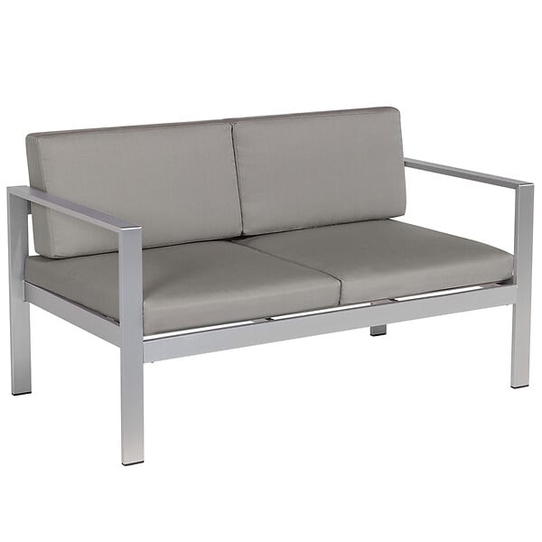 BELIANI - Banc avec coussin d'assise SALERNO 142 cm Métal Gris foncé - large