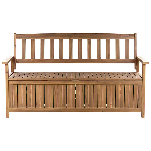 BELIANI - Banc avec coussin d'assise SOVANA 160 cm avec rangement Acacia Rouge - large