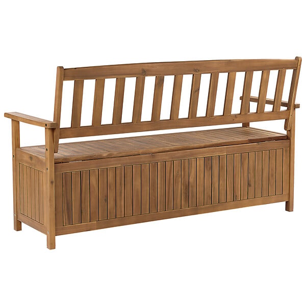 BELIANI - Banc avec coussin d'assise SOVANA 160 cm avec rangement Acacia Rouge - large