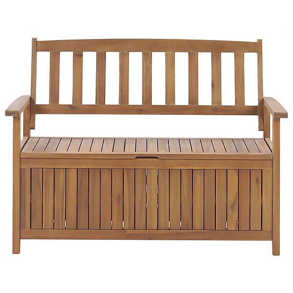 BELIANI - Banc avec coussin d'assise SOVANA 120 cm avec rangement Acacia Rouge - large