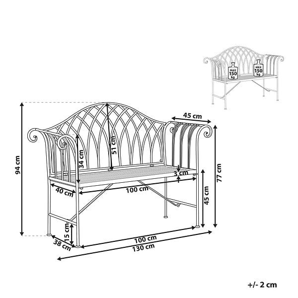 BELIANI - Banc de jardin MILAZZO 130 cm Métal Vert clair - large