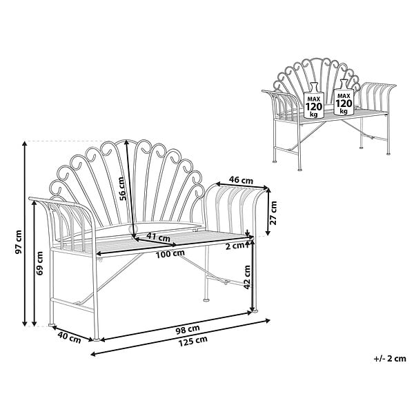 BELIANI - Banc de jardin CAVINIA 125 cm Métal Bleu clair - large