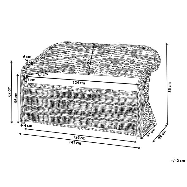 BELIANI - Banc avec coussin d'assise SUSUA 141 cm Rotin Naturel - large