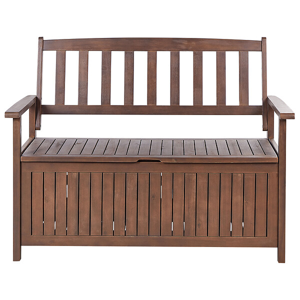BELIANI - Banc avec coussin d'assise SOVANA 120 cm avec rangement Acacia Rouge - large