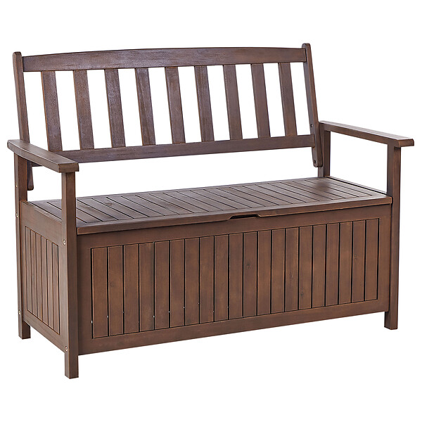 BELIANI - Banc avec coussin d'assise SOVANA 120 cm avec rangement Acacia Rouge - large