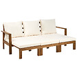 BELIANI - Banc avec coussin d'assise ISOLELLO 190 cm Réglable Acacia Marron - vignette