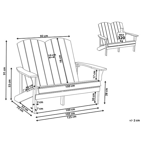 BELIANI - Banc de jardin ADIRONDACK 125 cm Rouge - large
