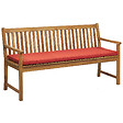 BELIANI - Banc avec coussin d'assise VIVARA 160 cm Bois d'acacia certifié Frêne clair Rouge foncé - vignette