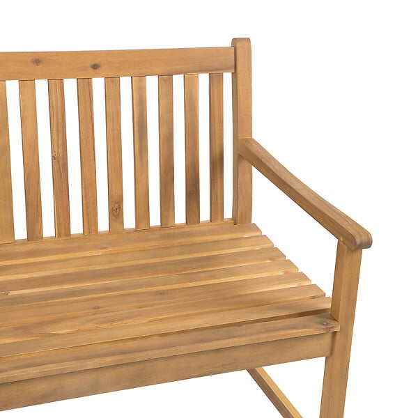 BELIANI - Banc avec coussin d'assise VIVARA 160 cm Bois d'acacia certifié Frêne clair Rouge foncé - large