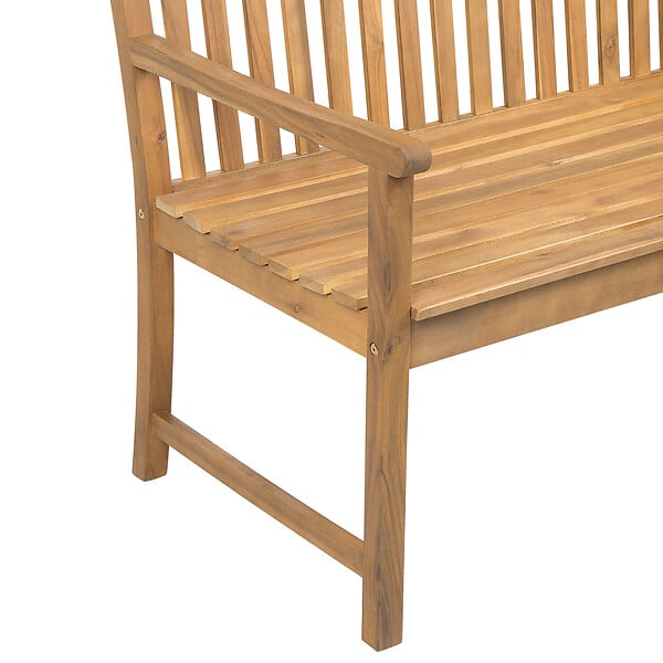 BELIANI - Banc avec coussin d'assise VIVARA 160 cm Bois d'acacia certifié Frêne clair Rouge foncé - large