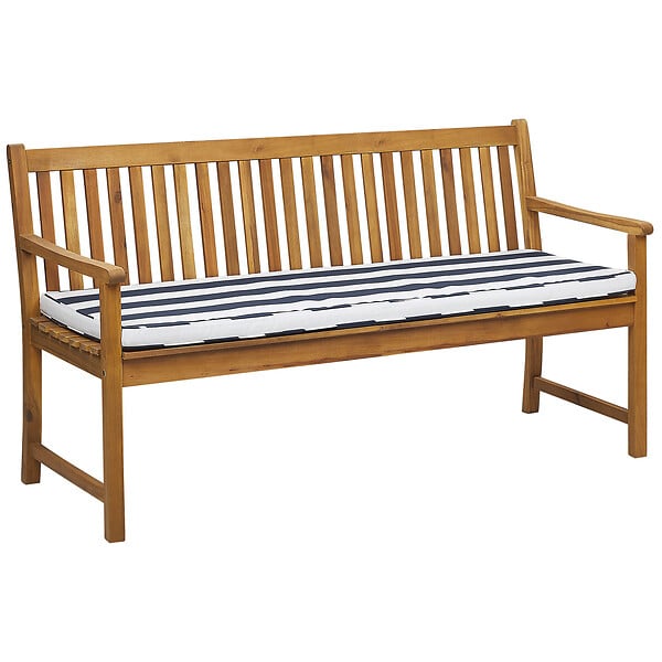 BELIANI - Banc avec coussin d'assise VIVARA 160 cm Bois d'acacia certifié Bleu marine - large
