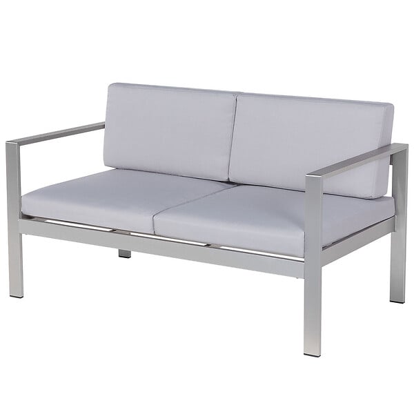 BELIANI - Banc avec coussin d'assise SALERNO 142 cm Métal Gris clair - large