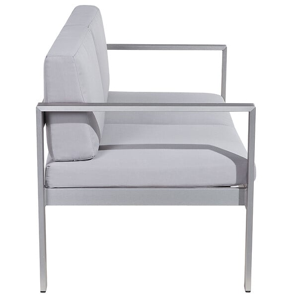 BELIANI - Banc avec coussin d'assise SALERNO 142 cm Métal Gris clair - large