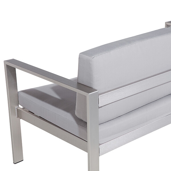 BELIANI - Banc avec coussin d'assise SALERNO 142 cm Métal Gris clair - large