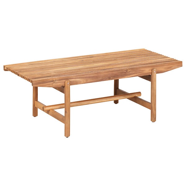 BELIANI - Banc avec coussin d'assise GIAVENO 135 cm Acacia Blanc cassé - large