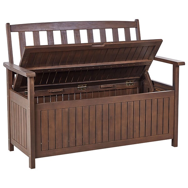BELIANI - Banc de jardin SOVANA 120 cm avec rangement Acacia Marron foncé - large