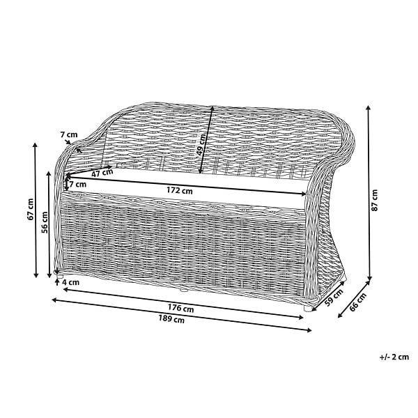 BELIANI - Banc avec coussin d'assise SUSUA 189 cm Rotin Naturel - large