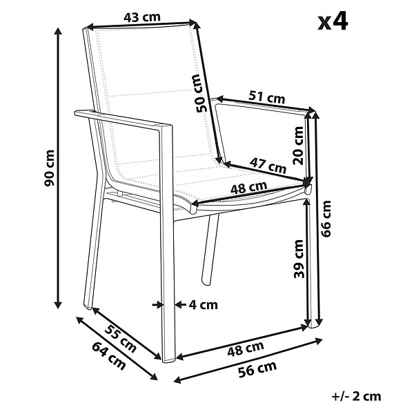 BELIANI - Chaise de jardin BUSSETO Métal Noir - large