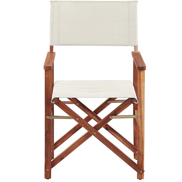 BELIANI - Lot de 2 chaises de jardin CINE Acacia Blanc cassé - large