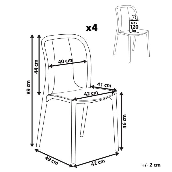 BELIANI - Lot de 4 chaises de jardin SPEZIA Blanc - large