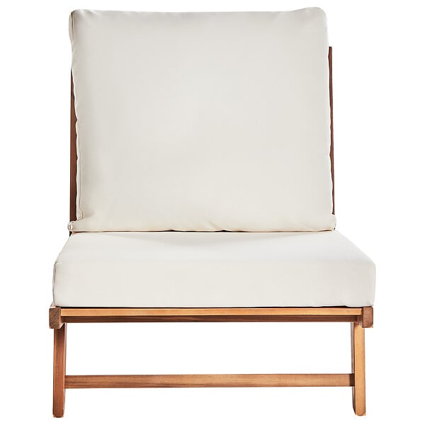 BELIANI - Lot de 2 chaises de jardin avec coussins MICCIANO Acacia Blanc cassé - large
