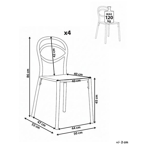 BELIANI - Lot de 4 chaises de jardin COVOLO Blanc cassé - large