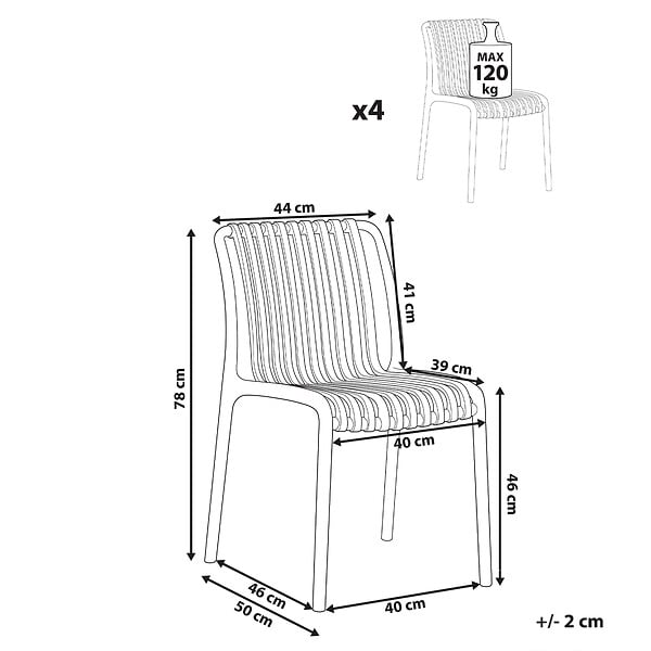 BELIANI - Lot de 4 chaises de jardin ARICCIA Vert clair - large