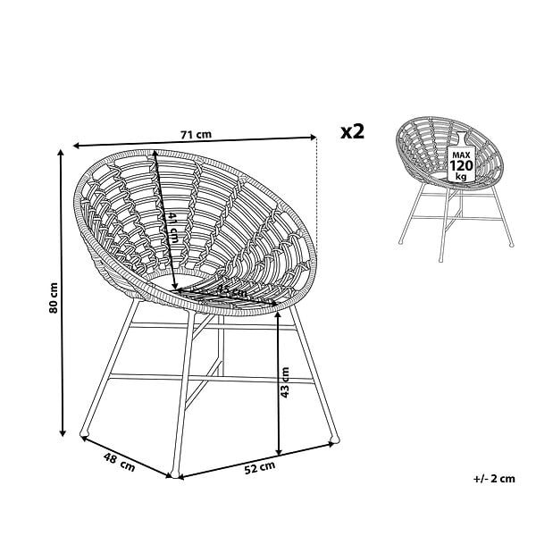 BELIANI - Lot de 2 chaises de jardin ACERRA Marron clair - large