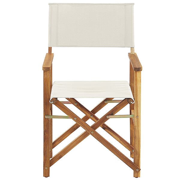 BELIANI - Lot de 2 chaises de jardin CINE Acacia Blanc cassé - large
