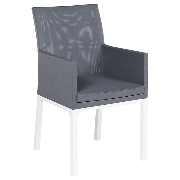 BELIANI - Lot de 2 chaises de jardin avec coussins BACOLI Tissu Gris foncé - large