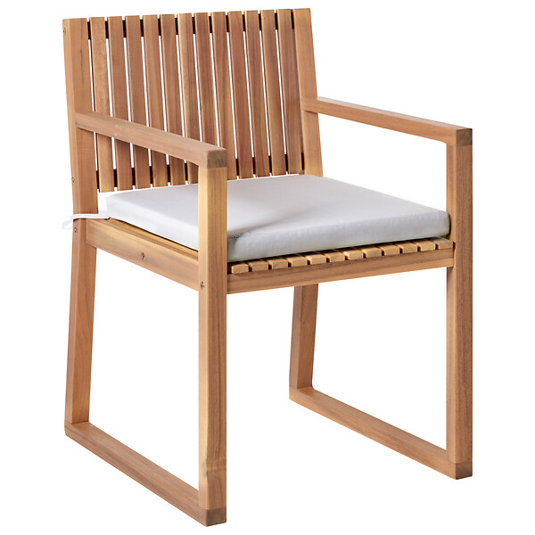 BELIANI - Lot de 2 chaises de jardin avec coussins SASSARI PREMIUM  Bois d\'acacia certifié Gris clair - large