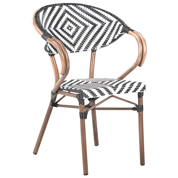BELIANI - Lot de 4 chaises de jardin CASPRI Noir/blanc - large