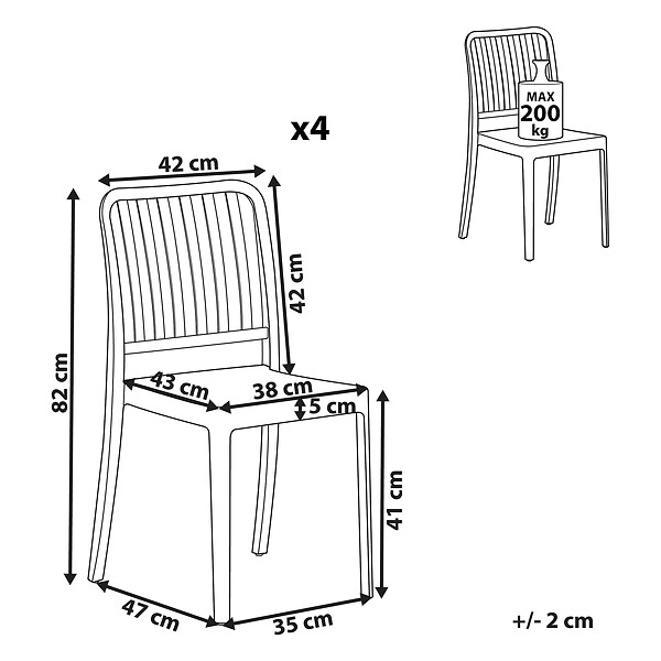 BELIANI - Lot de 4 chaises de jardin SERSALE Matière synthétique Blanc - large