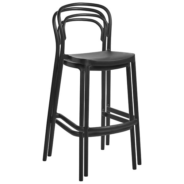 BELIANI - Lot de 2 chaises de bar de jardin PORANO Noir - large