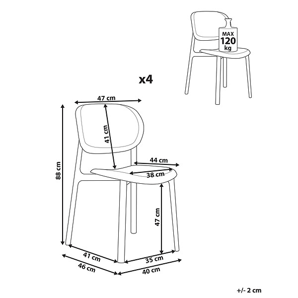 BELIANI - Lot de 4 chaises de jardin MUSANO Vert - large