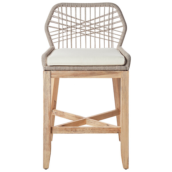 BELIANI - Lot de 2 chaises de bar de jardin TALAMONE Acacia Beige - large