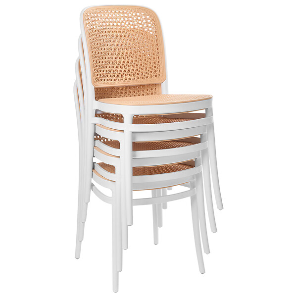 BELIANI - Lot de 4 chaises de jardin PLOSE Blanc/beige - large