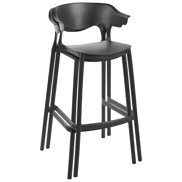 BELIANI - Lot de 2 chaises de bar de jardin GUBBIO Noir - large
