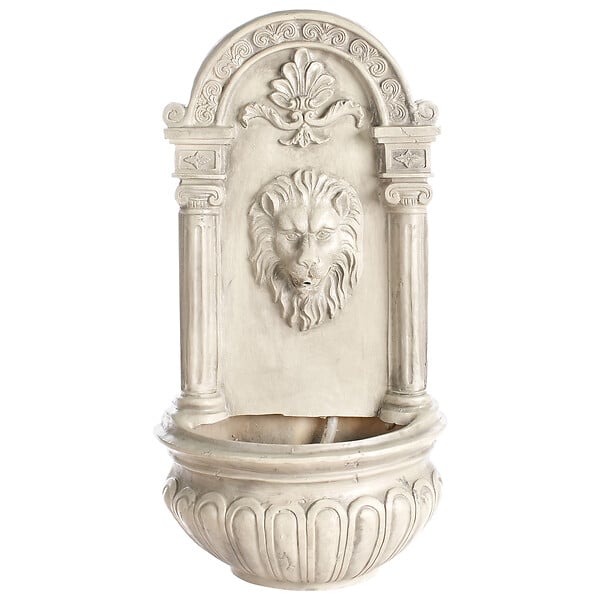 BELIANI - Fontaine de jardin avec lumière LED beige MARMORE - large