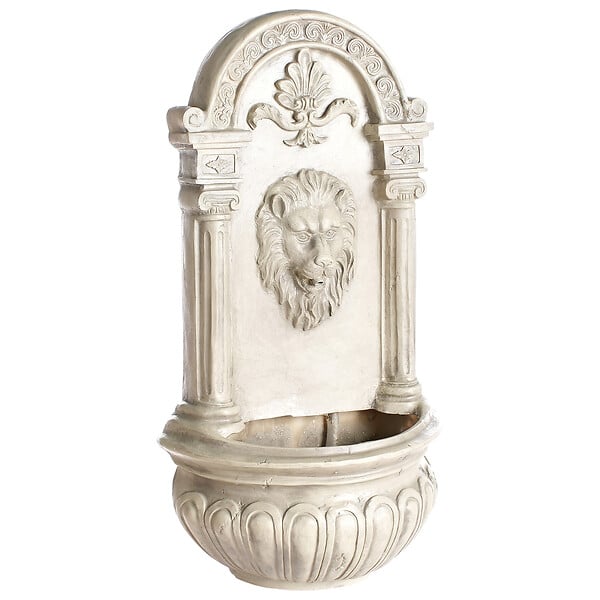 BELIANI - Fontaine de jardin avec lumière LED beige MARMORE - large