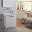 PLANETE BAIN - Meuble lave-mains pour wc blanc avec porte serviette et mitigeur à droite - vignette