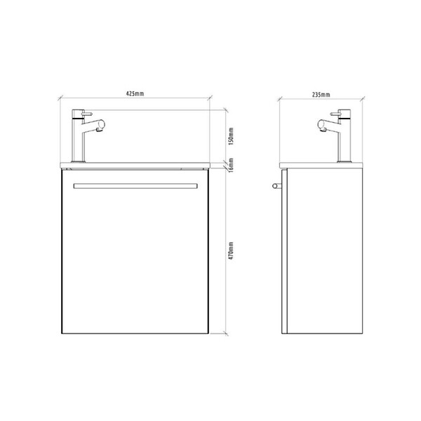 PLANETE BAIN - Meuble lave-mains pour wc blanc avec vasque design en solid stone et mitigeur - large