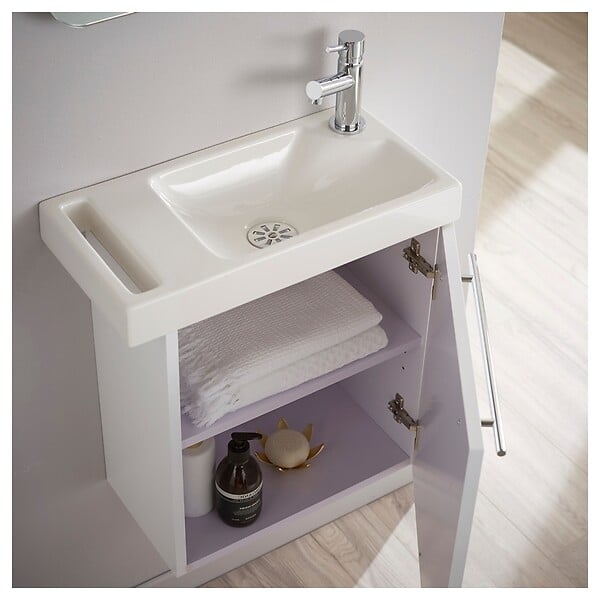 PLANETE BAIN - Lave mains blanc pour wc avec robinet eau froide à droite - large