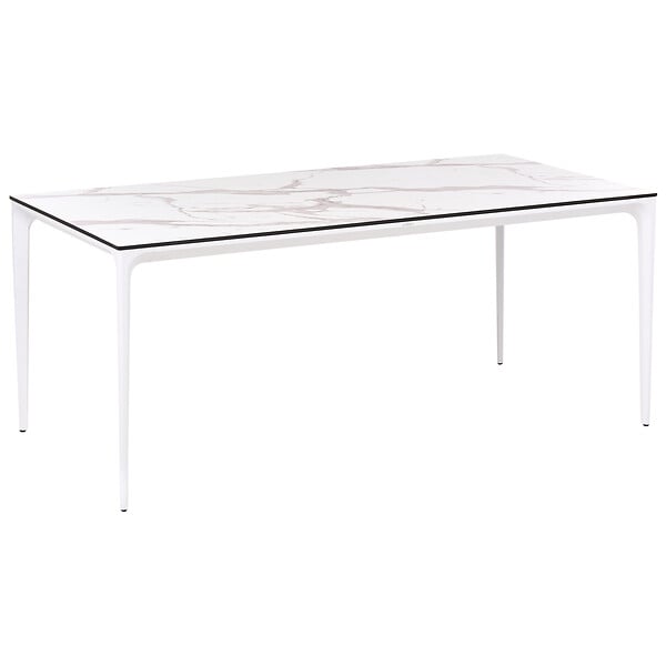 BELIANI - Table de salle à manger de jardin SOVARETO 180 cm 90 cm Effet marbre Marbre blanc - large